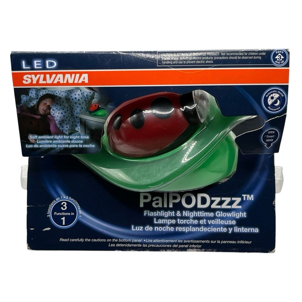 Sylvania LED PalPODzzz Ladybug Portable Nightlight & Flashlight Rechargeable NEW
